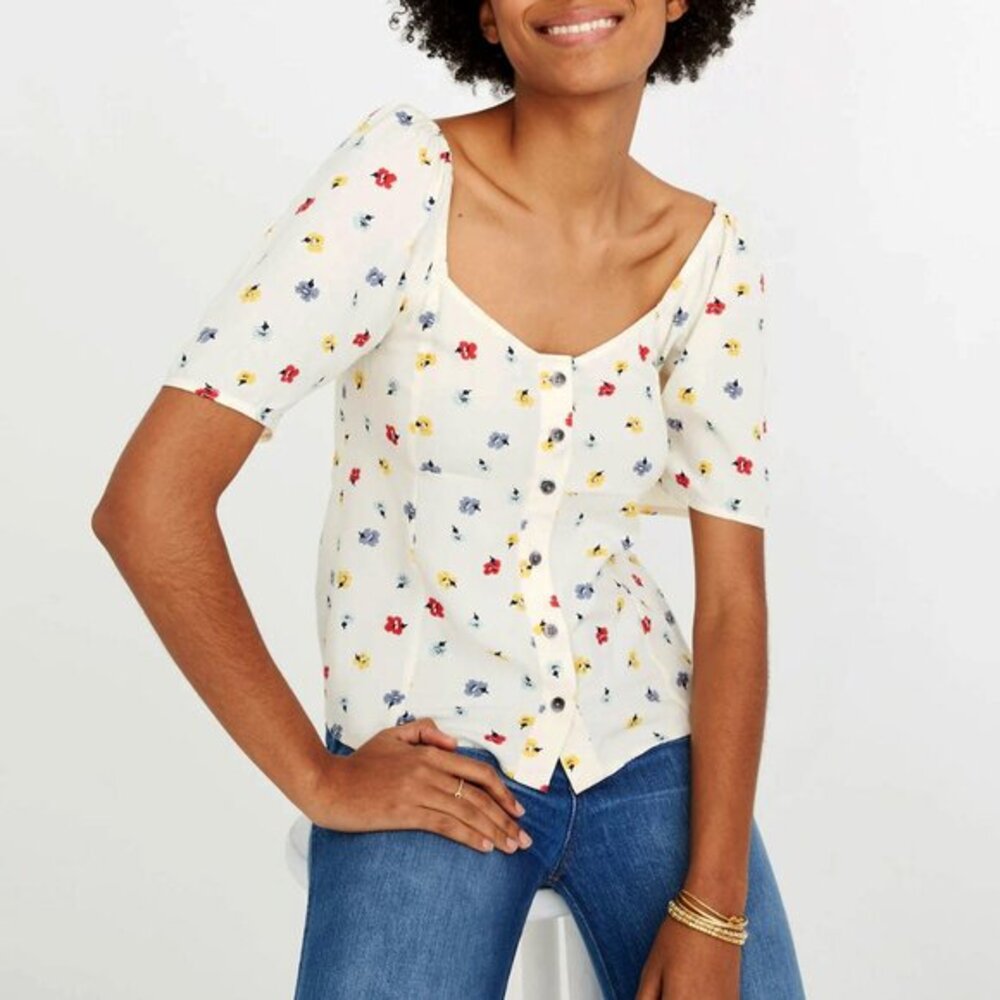 EUC Madewell Button-Front Top in Confetti Floral Small - Picture 2 of 7